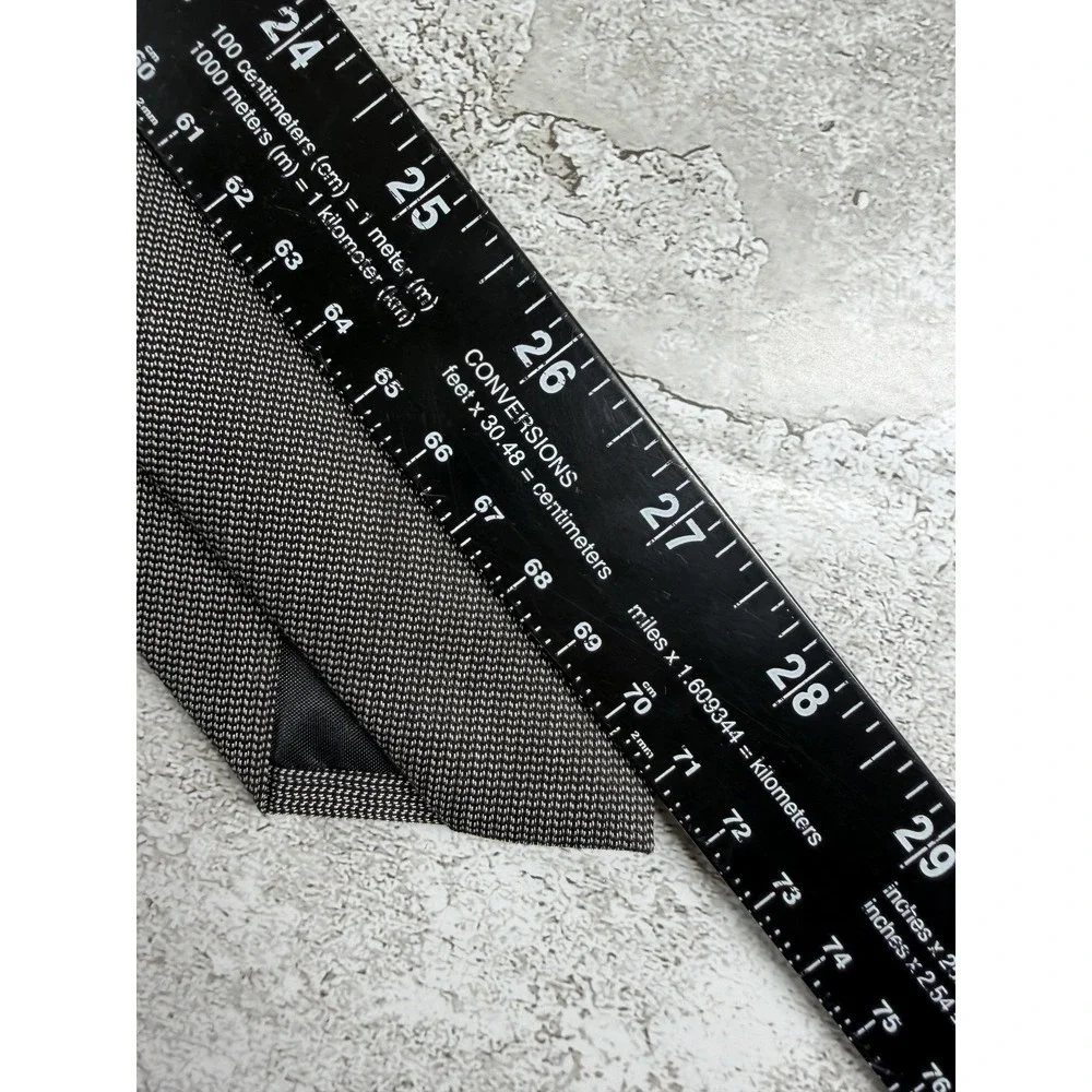Bar III Tie Mens One Size Gray Slim Geometric Woven Logo Cotton Polyester